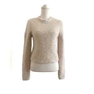 FOREVER 21 Fuzzy Roll Neck Cream Sweater Medium